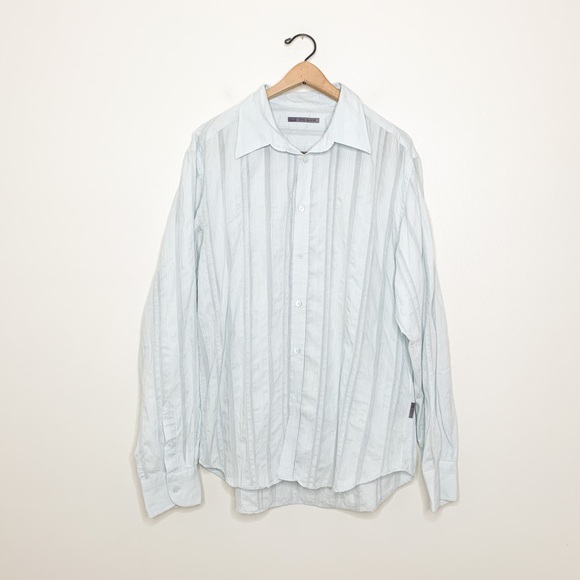 Ted Baker Light Blue Textured Pastel Blue Spinx Slim Fit Button Down Shirt 44 - Picture 2 of 12